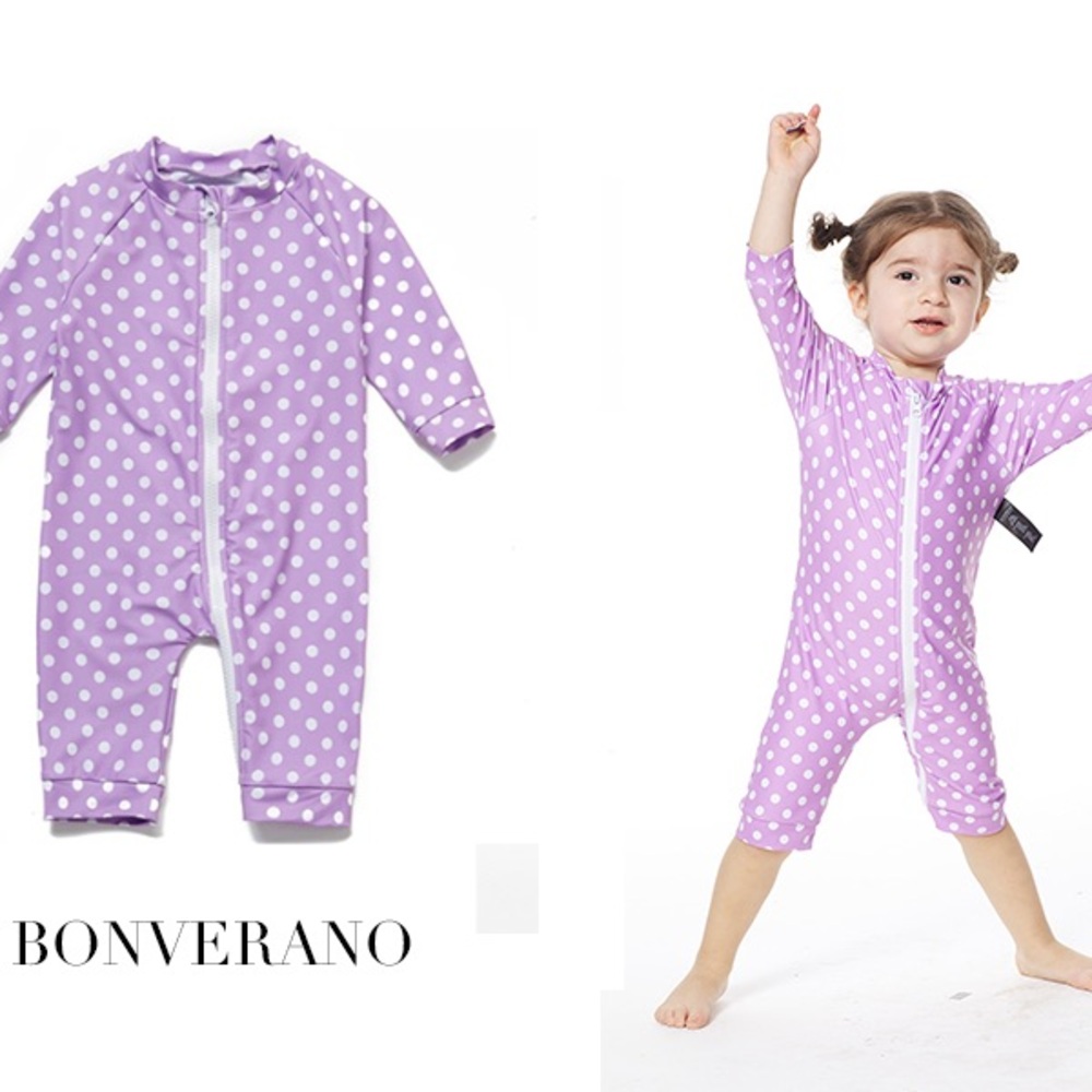 BONVERANO Baby  Full-Zip One Piece Swimsuit UPF 50+ Sun Protection Long Sleeve